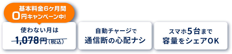 基本料金6ヶ月間0円キャンペーン中！